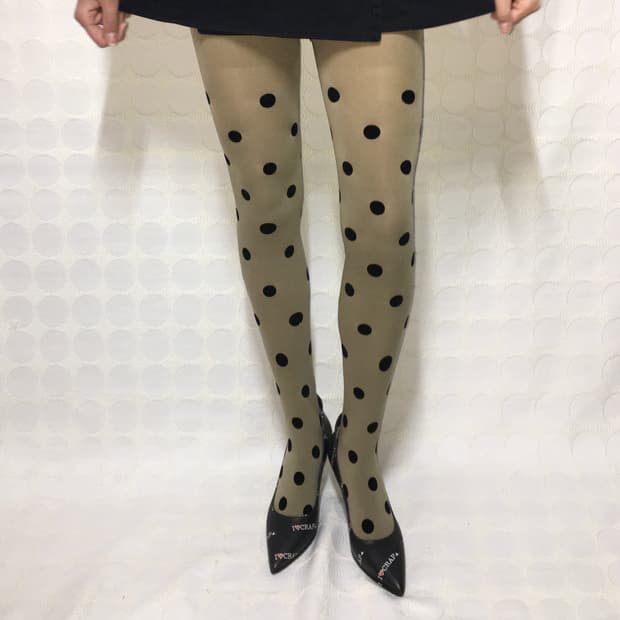 도트 벨벳 스타킹