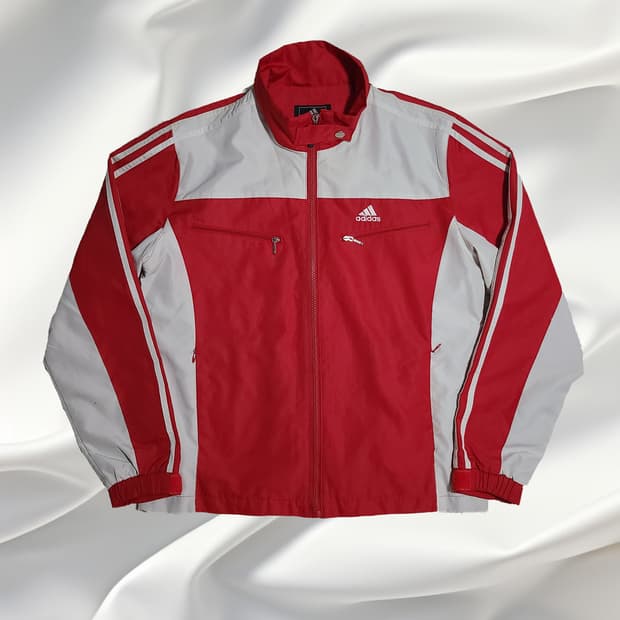 아디다스 100 레드/화이트 트랙탑 빈티지 바람막이 레트로 올드스쿨
