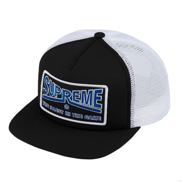 슈프림 일러스트 메쉬 백 5-패널 캡 블랙