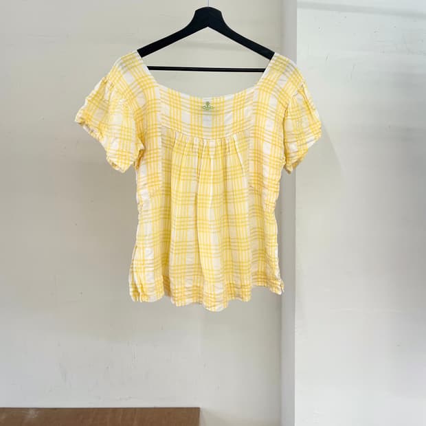 비비안 웨스트우드 옐로우 린넨 쇼트 슬리브 블라우스