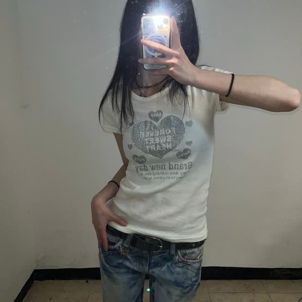 00‘s 키치 Y2K 큐빅 티셔츠
