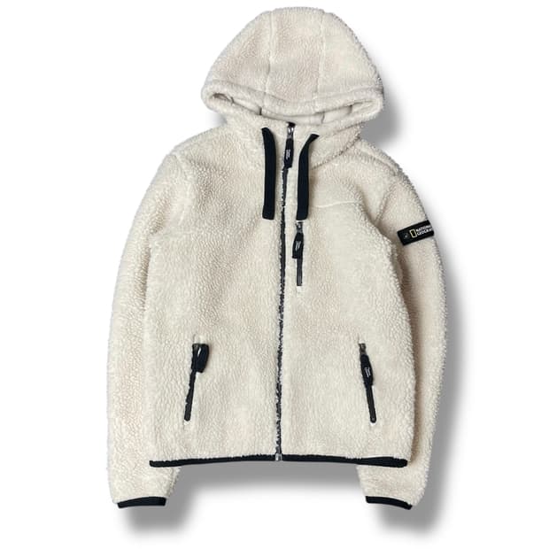 내셔널지오그래픽 보아 플리스 아이보리 후드 자켓 S