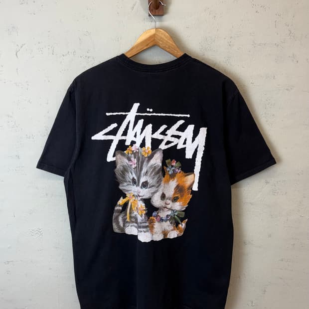 스투시 키튼 블랙 반팔티