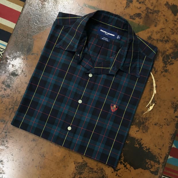 폴로랄프로렌 방패마크 청록 체크 코튼 셔츠 남성  105 사이즈