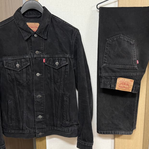 빈티지 리바이스 70589흑청 데님 자켓 + 505