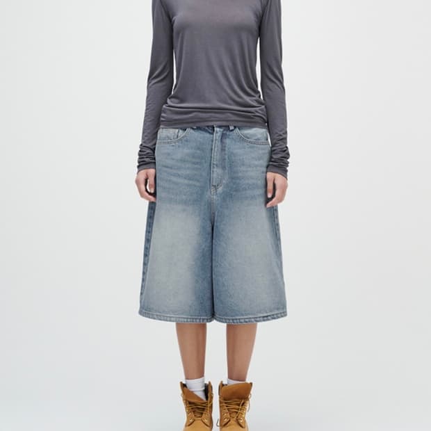 테이크이지 워시드 데님 8부 팬츠