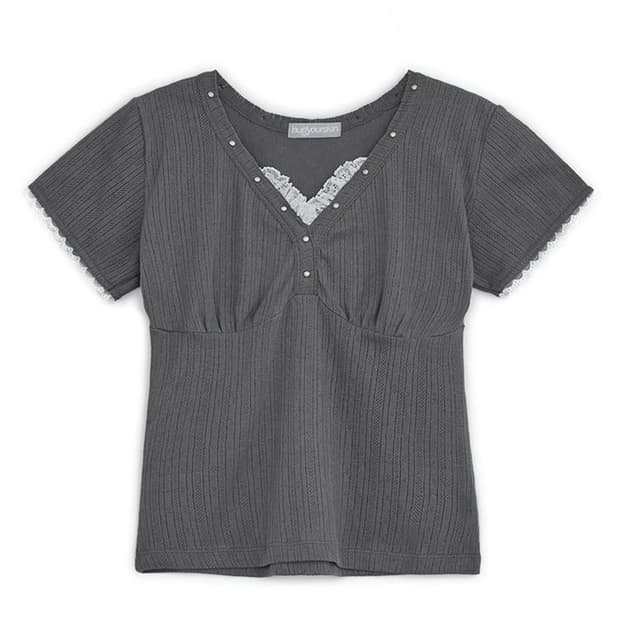 허그유어스킨 레이스 스터드 탑