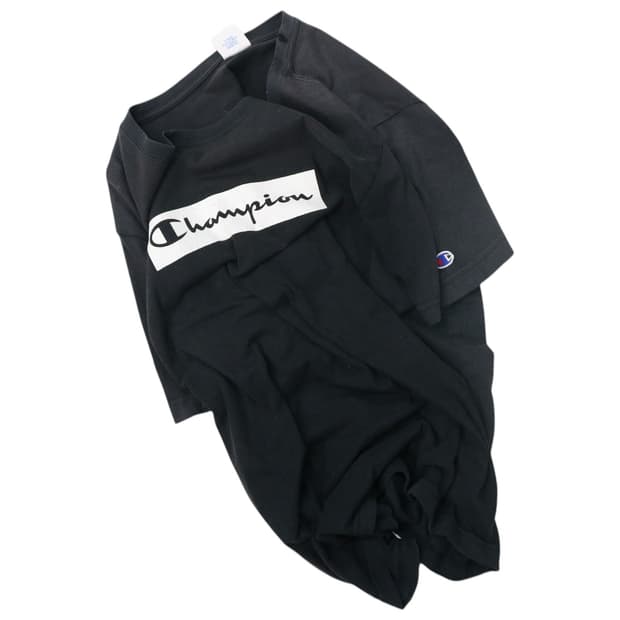 챔피온 x 로데오 크라운즈 협업 박스로고 블랙 반팔 티셔츠 (L)