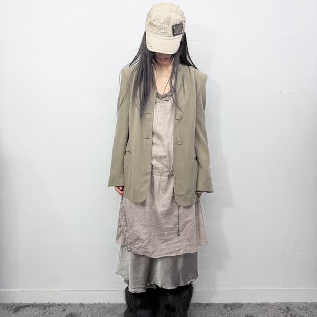 00s) Asymmetric Layered Contrast Dress