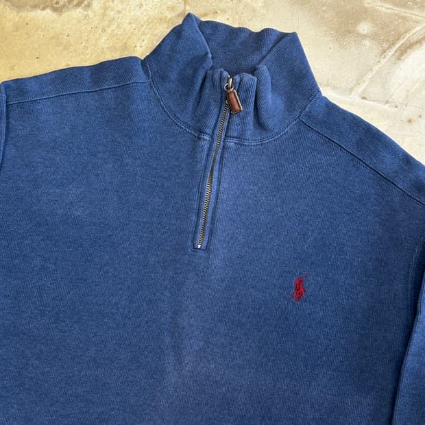 XL 폴로랄프로렌 다크블루 반집업 니트