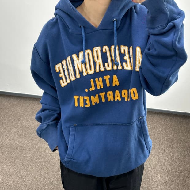 Abercrombie 아베크롬비 옐로우 스펠아웃 딥블루 후드티
