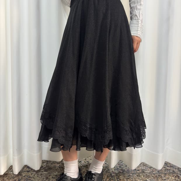 sanline glitter lace design skirt