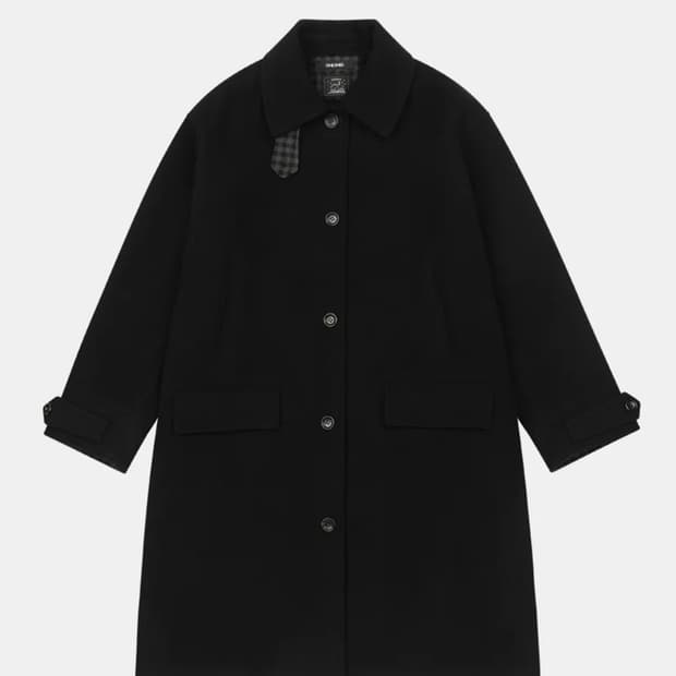 오헤시오 체크 울 롱 코트