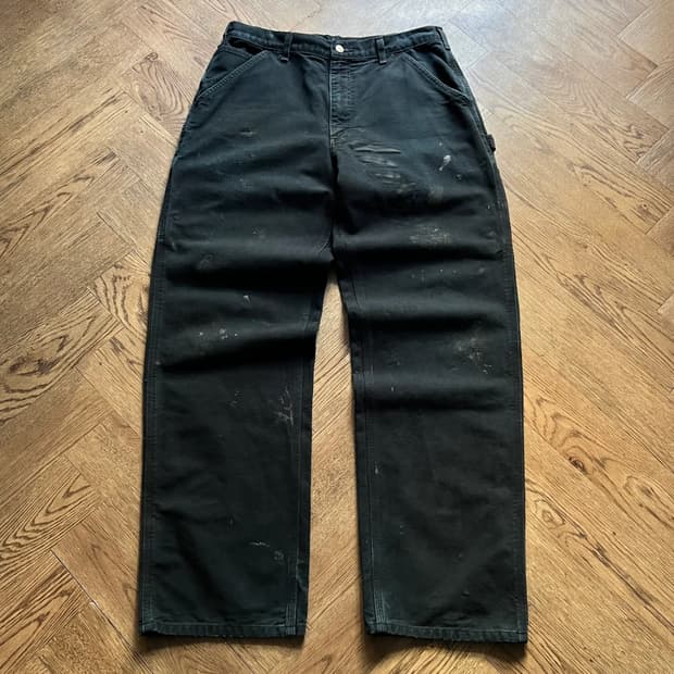 [34]칼하트 USA 더티워싱 블랙 싱글니 카펜터 워크팬츠