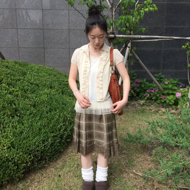 일본빈티지 키치 너드 스즈코 하구미 모리걸 아오이유우 레이어드 코디세트