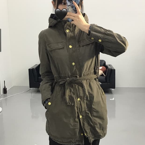 Jpn Khaki Military Midi Jacket