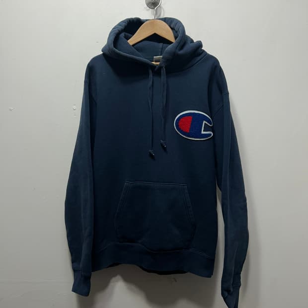 챔피온 후드 빅로고 써멀 후드티 네이비 XL