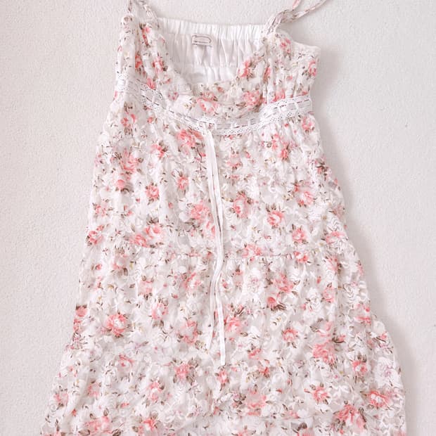 리즈리사 고전 핀터 플로럴 나시 원피스 히메갸루 라떼갸루