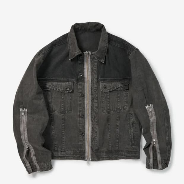 (L) ETCE DYED ZIPPER TRUCKER JACKET 차콜