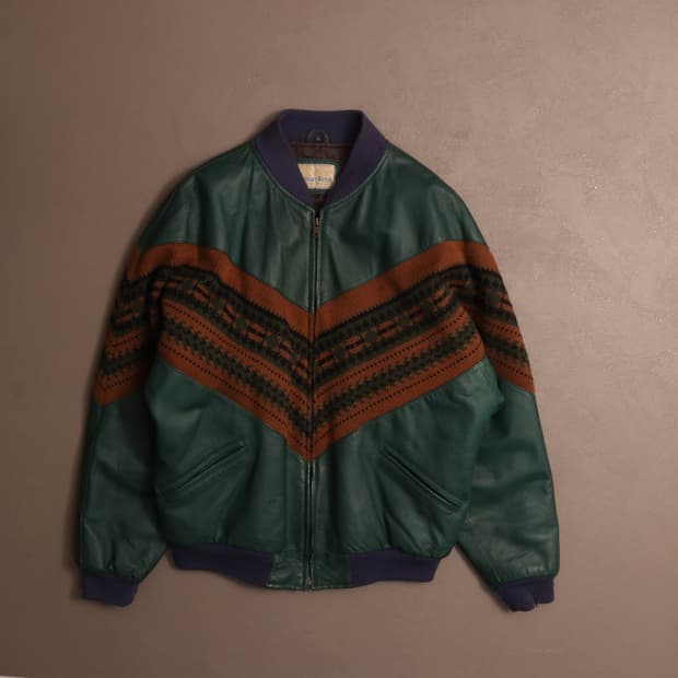 90's 빈티지 웨스턴 나바호 레더 봄버자켓 A1680