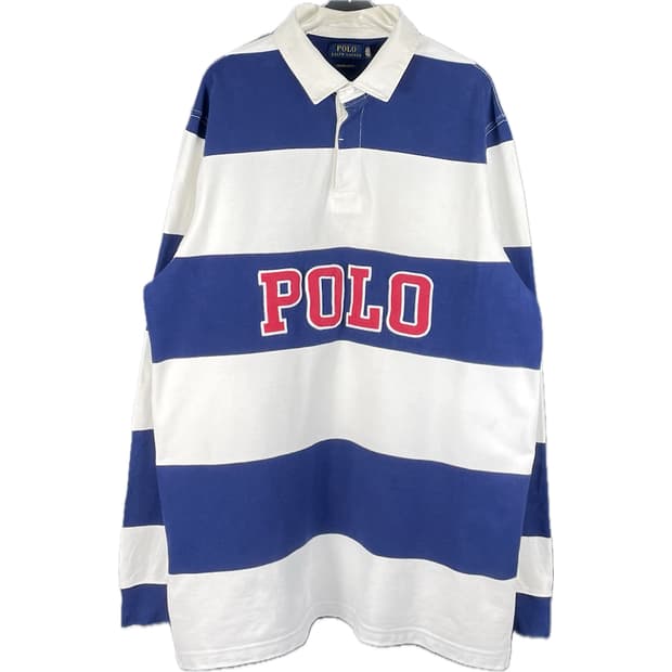 [XL] 폴로 랄프로렌 자수로고 스트라이프 럭비 긴팔티셔츠 커스텀 슬림핏