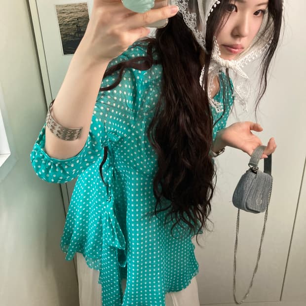 민트코어 도트걸 빈티지 코디세트 2pcs