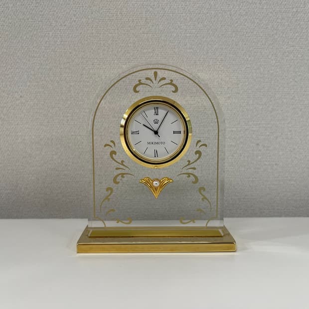 미키모토 펄 진주 아치형 탁상시계 B+ 2 MIKIMOTO
