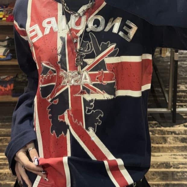 Ask 유니언 잭 대장 빈티지 롱슬리브