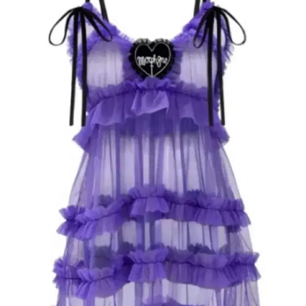 Morph8ne 모르핀 프릴 시스루 원피스 퍼플 