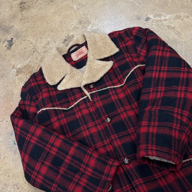 [정품/L] 리바이스 레드 체크 털 카라 자켓 b18