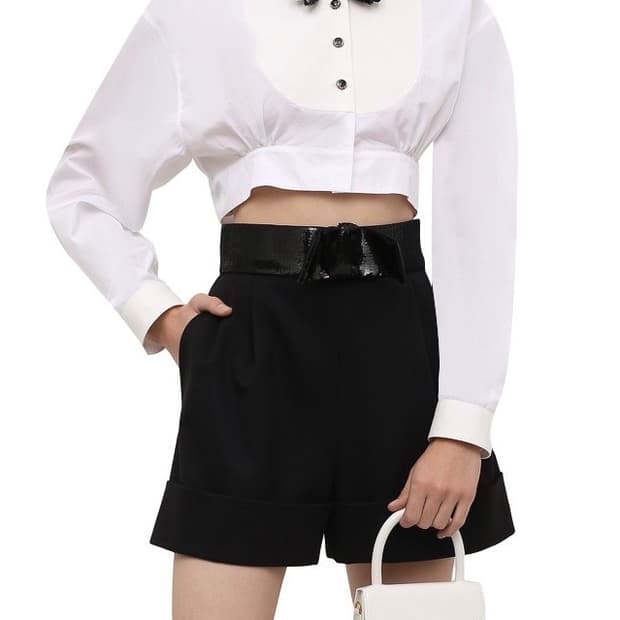 스팽글 리본 울 쇼츠 반바지 38