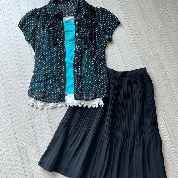 jpn 키치 괴짜 펑크 레이어드 코디세트