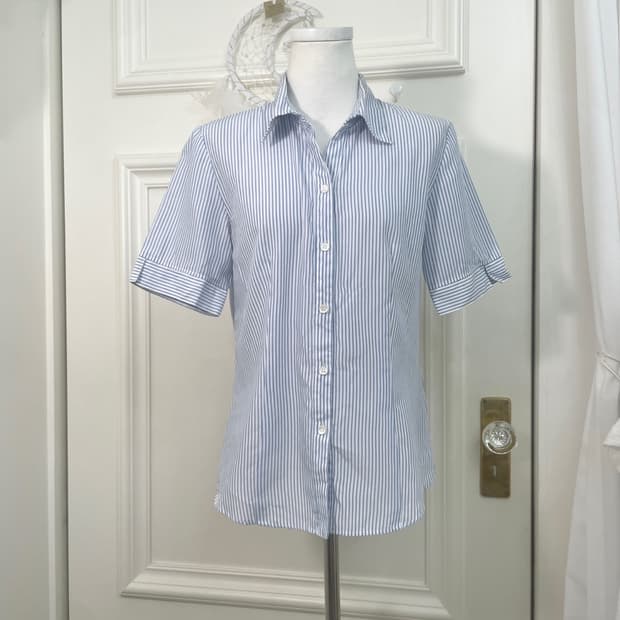 blue white stripe summer half shirt