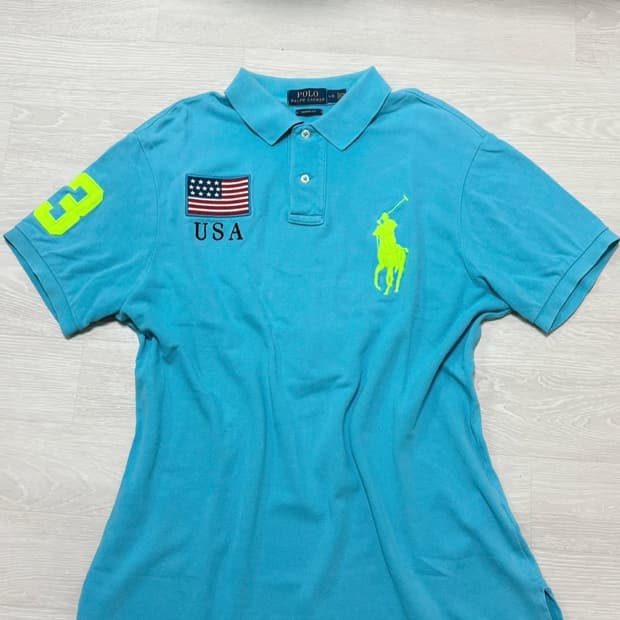 폴로 빅포니 성조기🇺🇸 치프키프 하늘 Pk 티셔츠