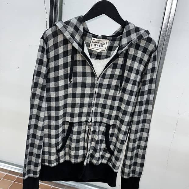 check 2way zip hoody