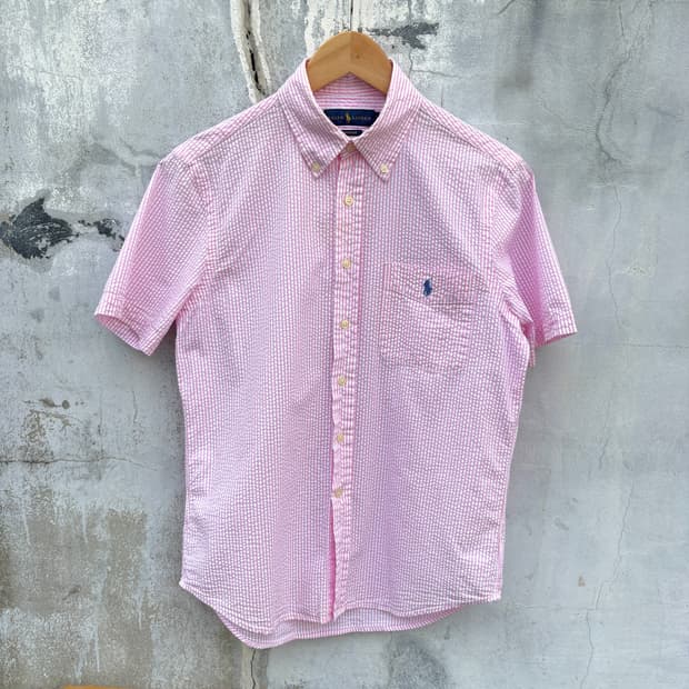 Polo 폴로 스트라이프 시어서커 반팔 셔츠