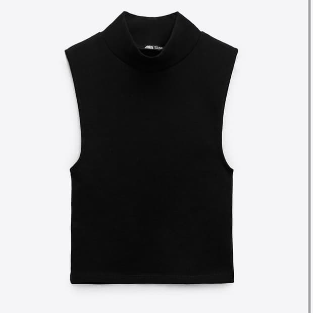 자라 zara 블랙 하이넥 나시 티셔츠