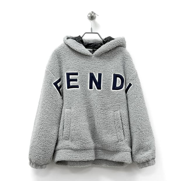 펜디 키즈 쉐르파 후디 그레이