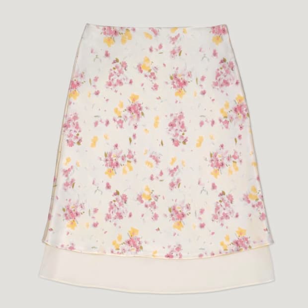 더르에 Layered Satin Skirt_Flower