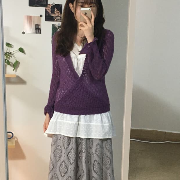 라일락 펀칭 롱스커트