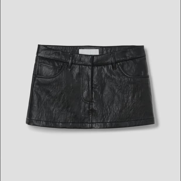 에스이오 FAUX LEATHER MINI SKIRT BLACK