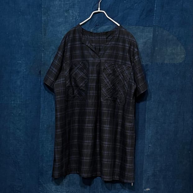 F ) Yohji Yamamoto Plaid Pocket Tunic