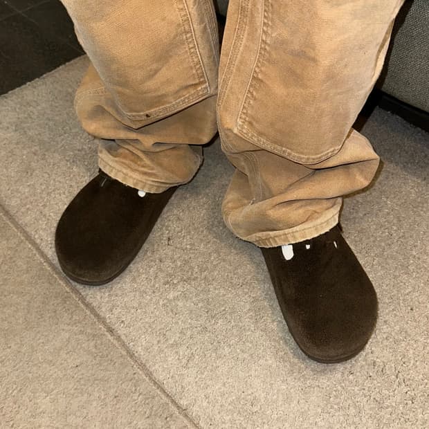 Birkenstock Boston suede strap mule shoe