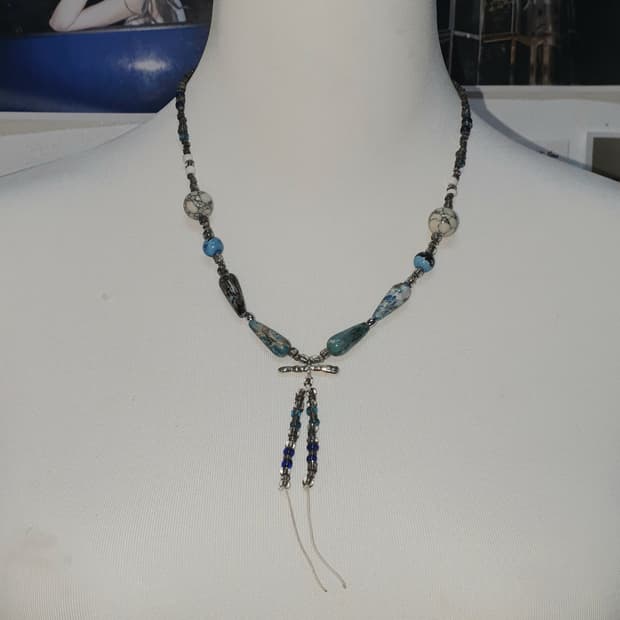 [Vintage] Blue Mix Gemstone Necklace 