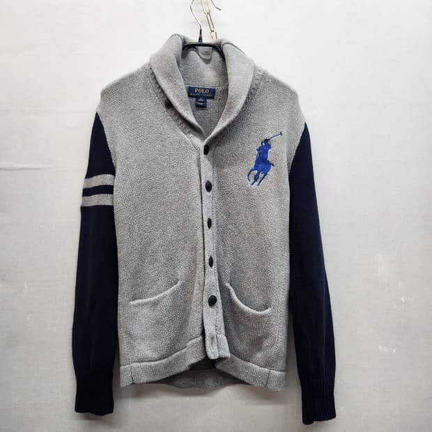 폴로랄프로렌 빅포니 자수 배색 숄카라 가디건 S