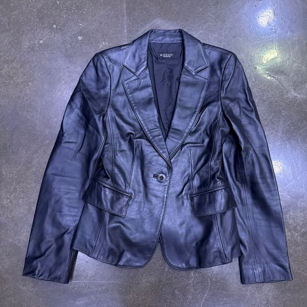 MODORI 양가죽 심플 싱글 원버튼 레더자켓 M