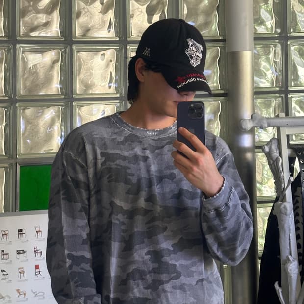 camo waffle thermal ls tee 카모 와플 보온 티