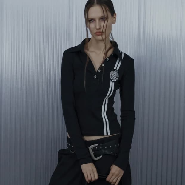 셋업이엑스이 와펜 라인 티 블랙 WAFFEN LINE TEE