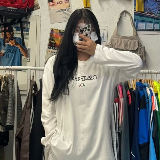 카파 로고 올드스쿨 프린팅 화이트 롱슬리브 XXL