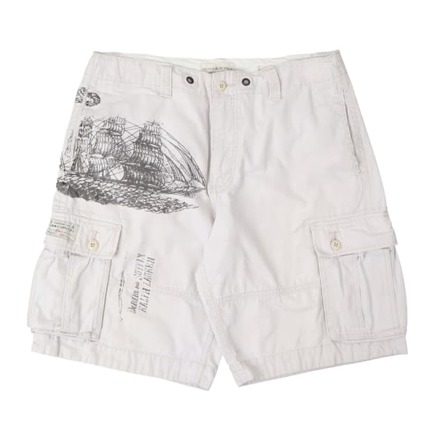 데님앤서플라이 마리너스 화이트 워크 하프 카고팬츠